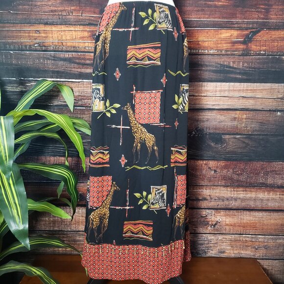 Notations Vintage Maxi Skirt PL Beaded Fringe Safari Bohemian - Picture 8 of 10